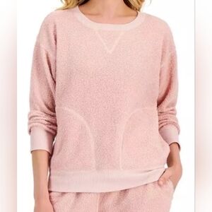 Jenni Women’s Solid Sherpa Pajama Top Pink Small Peachskin Loungewear